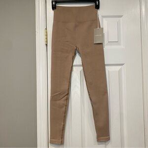 Everlane The Seamless Legging Ribbed High Rise Stretchy Pants Mocha Tan XS/S NWT